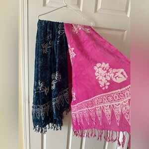 Pink and Blue Patterned Scarves